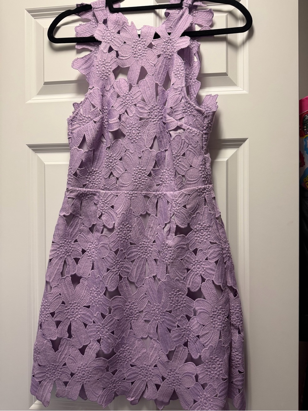 Free People Lilac Floral Crochet A-Line Dress Small